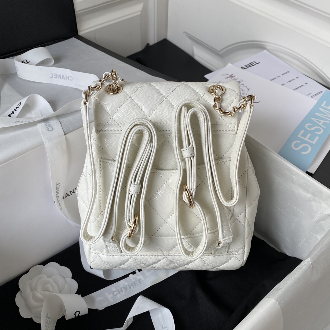 Caviar Leather Mini Backpack AS4058 White